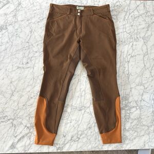 Dover Saddlery Wellesley Classic Piped Knee-Patch Breech Sepia/Pecan Women's 32